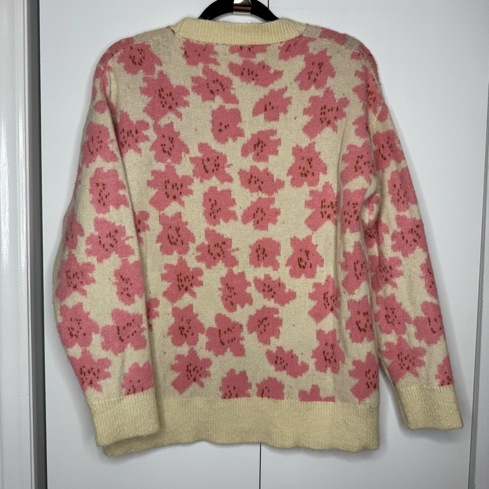 Frnch Nikki Flower Print Sweater in Geranium Pink, Size Small - Picture 6 of 8